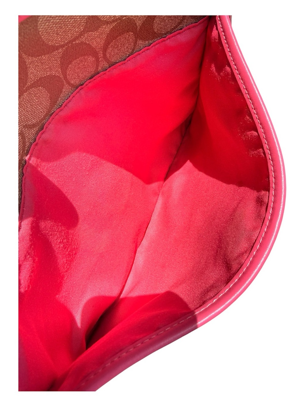 Coach Signature File Bag Pink and Khaki Crossbody Bag #F58297 - Picture 7 of 9